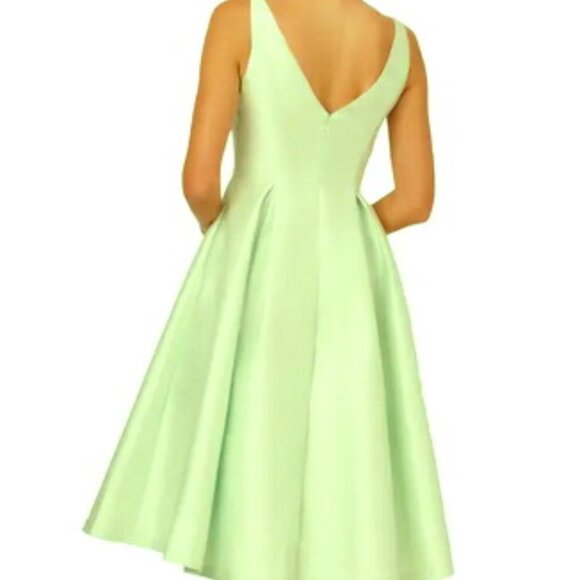 Adrianna Papell Aloe Mist Green Mikado Fit & Flare Midi Dress - Picture 2 of 2